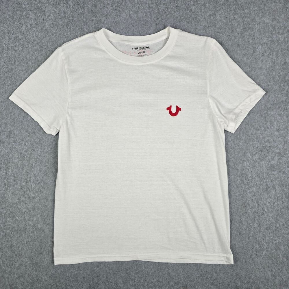 True Religion Medium White Short Sleeve Logo T Shirt